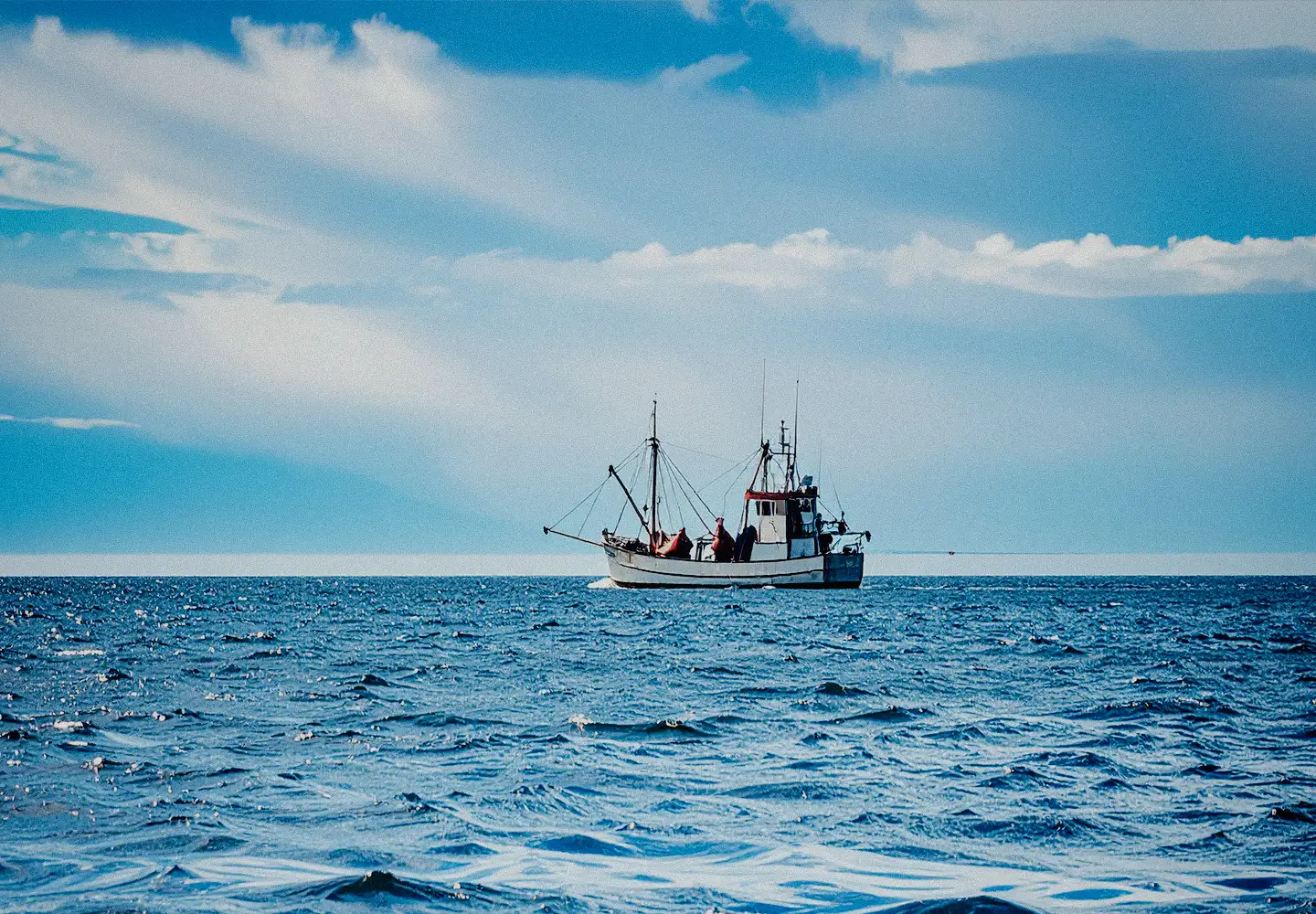 A fishing boat working open Atlantic water