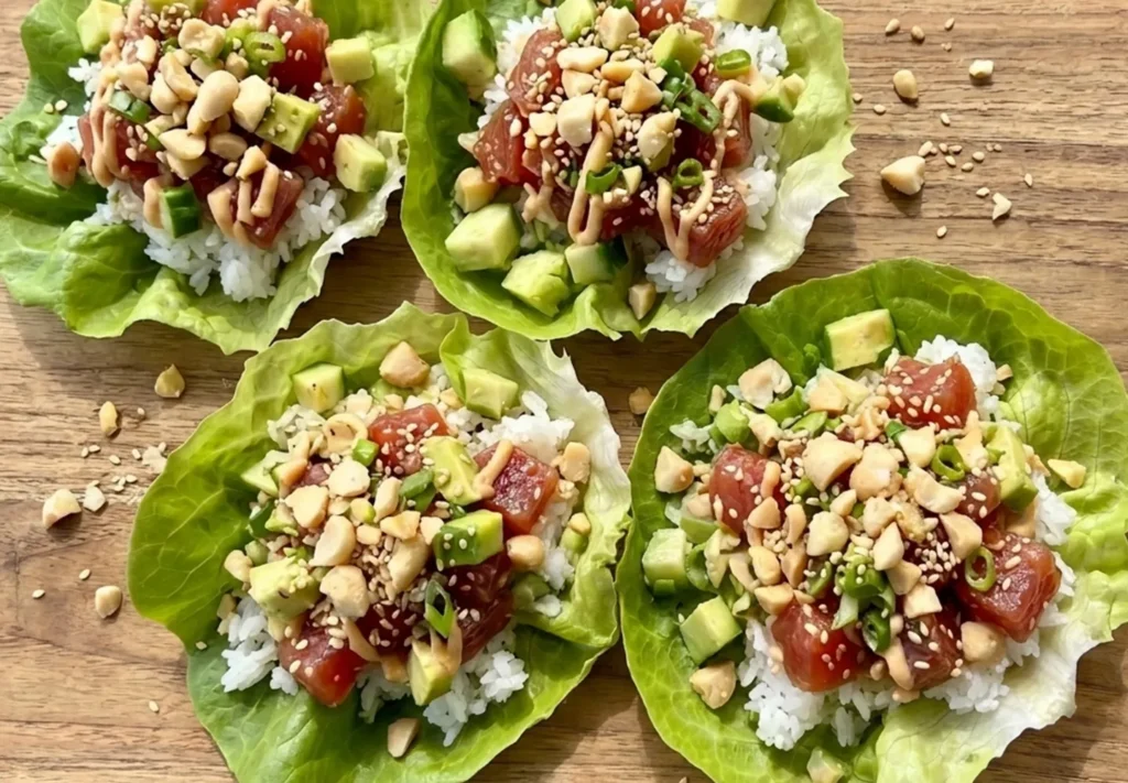 spicy tuna poke lettuce wraps