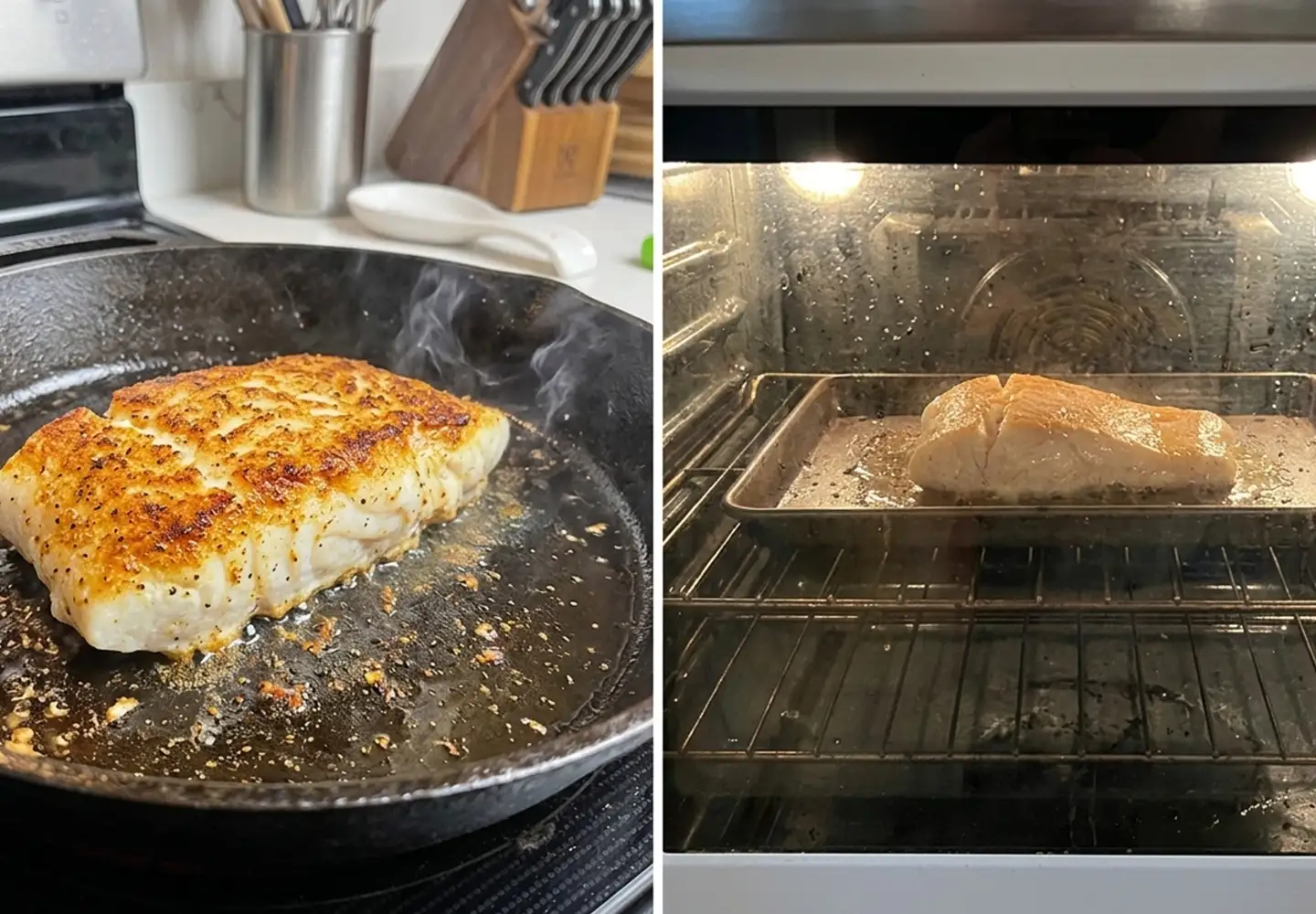 pan-searing vs oven-baking fish