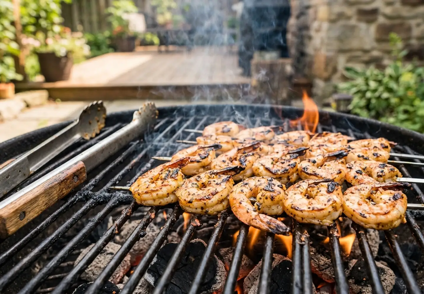 Grilled shrimp on bbq