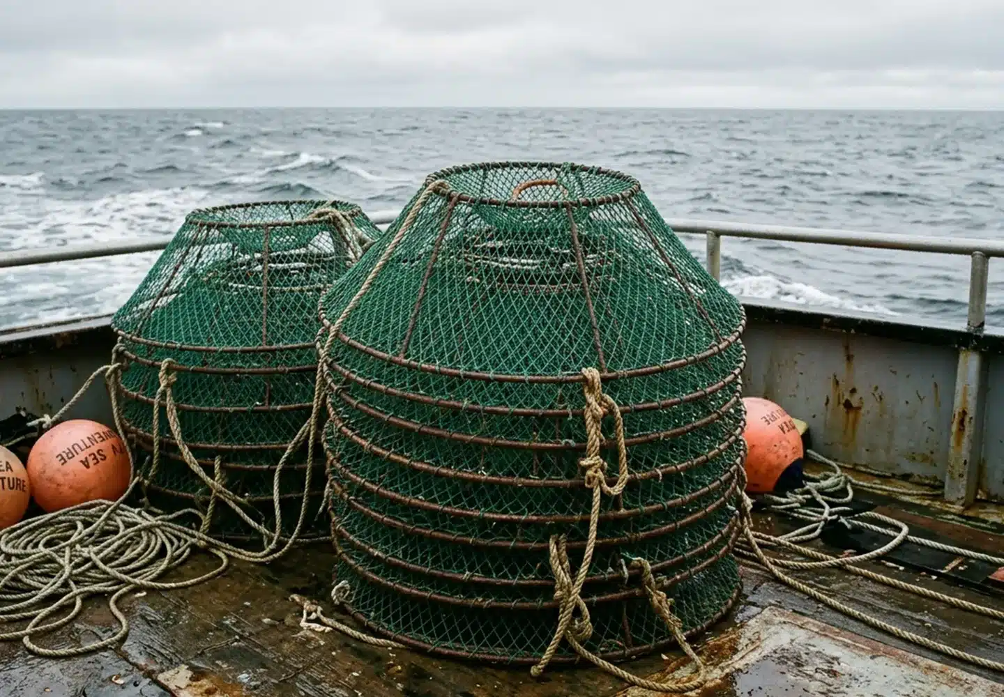 crab traps on deck